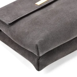 Abro Schultertasche Twist aus Veloursleder grau Crossbody Bag