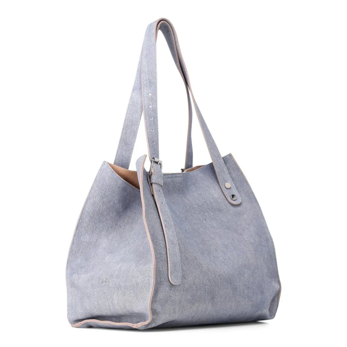 Agl Schultertasche aus Leder blau Shopper