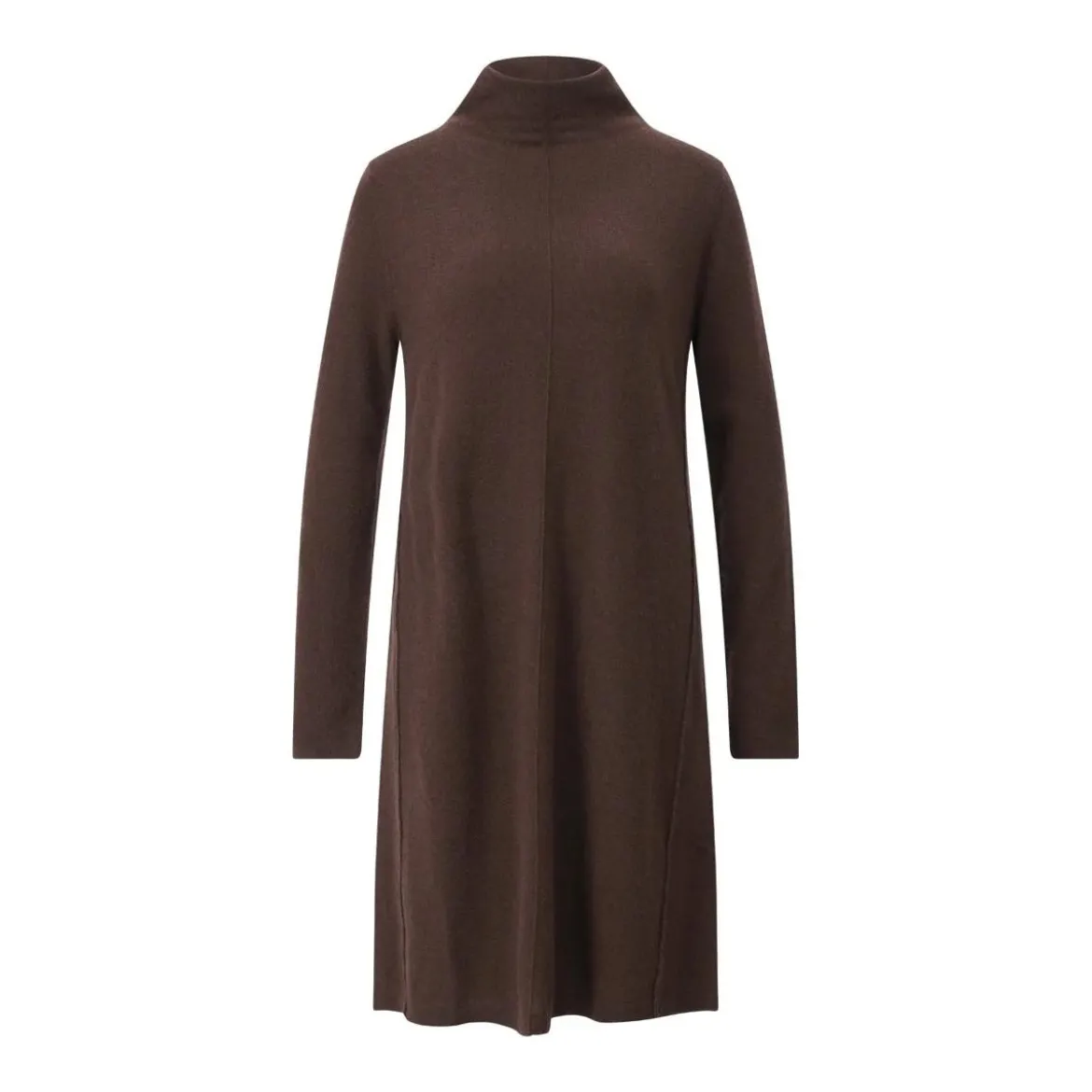 Allude Midikleid mit Stehkragen Dunkelbraun Midikleid