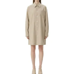AMI Paris Blusenkleid in Midilänge beige Midikleid