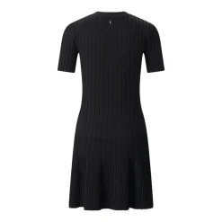 AMI Paris Geripptes Midikleid schwarz Midikleid