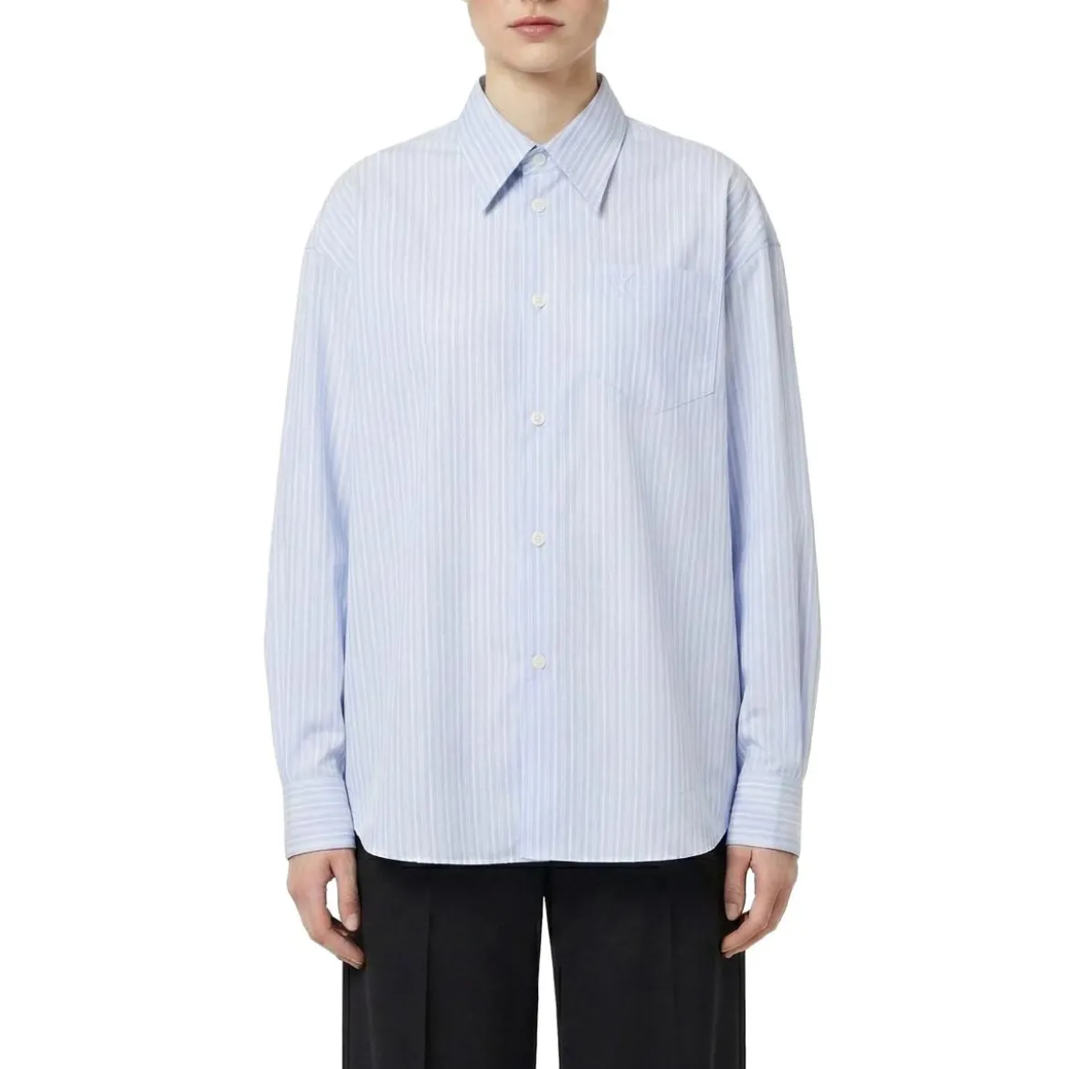 AMI Paris Gestreifte Hemdbluse blau Hemd