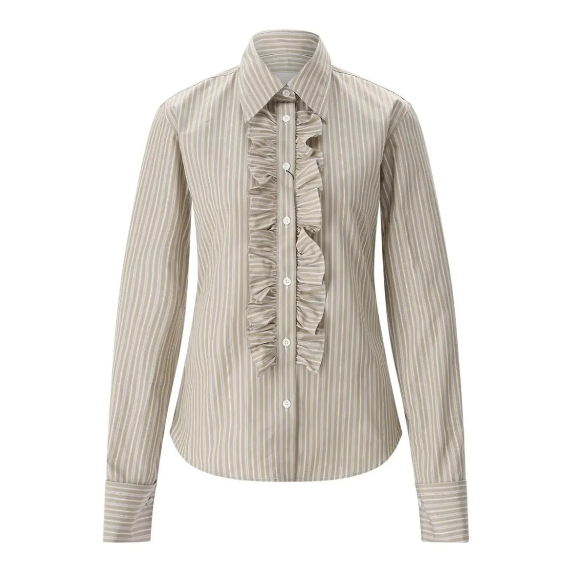 AMI Paris Hemdbluse mit Rüschen beige Bluse