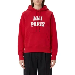 AMI Paris Hoodie aus Baumwoll-Mix rot Pullover