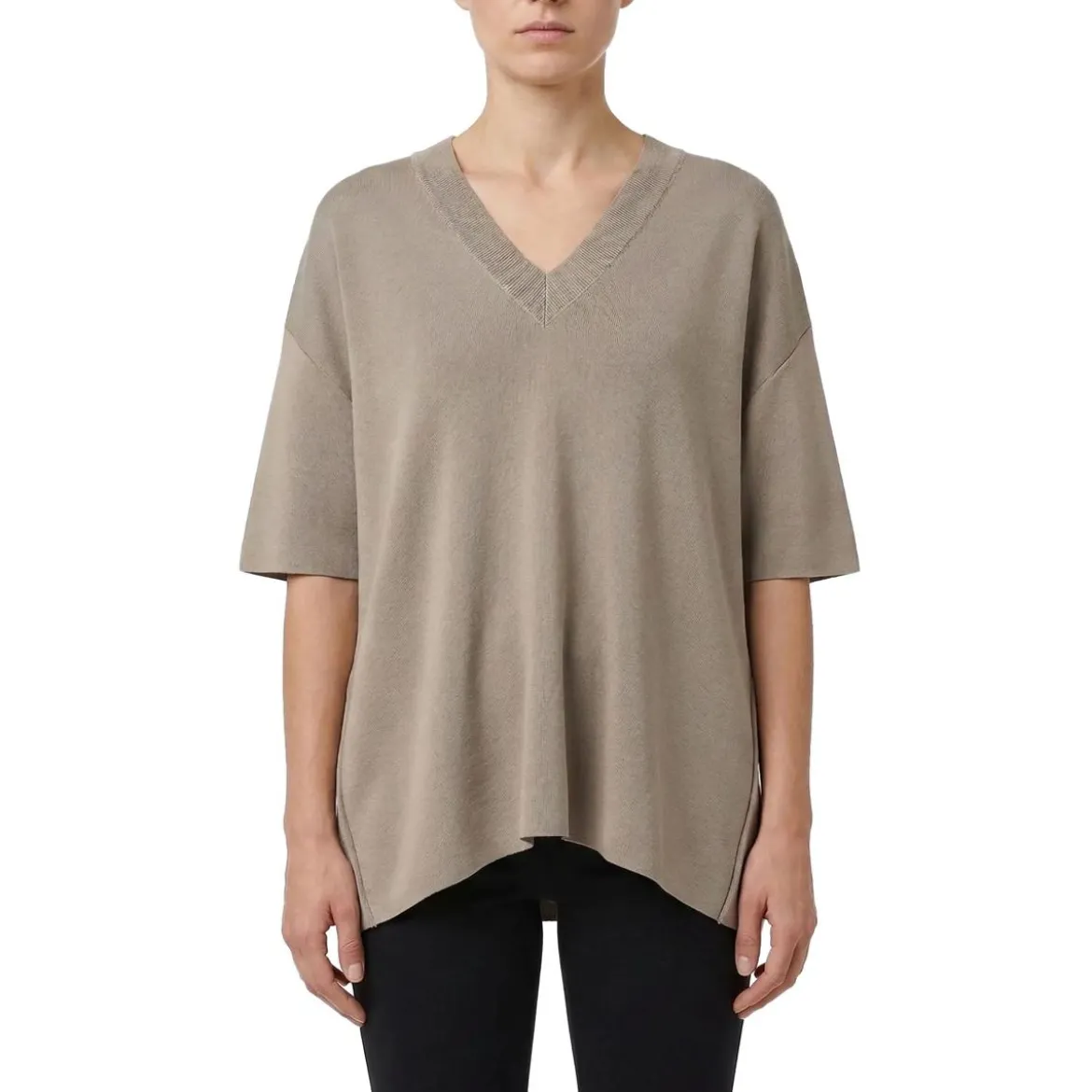 AMI Paris Kurzarm-Pullover aus Wollmix braun Pullover
