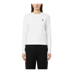 AMI Paris Langarmshirt aus Baumwolle weiß T-Shirt