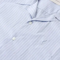 AMI Paris Light Blue Short-Sleeve Shirt With Pearl Accents Grey Hemd