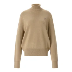 AMI Paris Rollkragenpullover mit Logo braun Rollkragenpullover