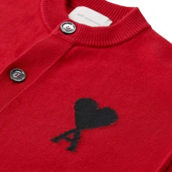 AMI Paris Strickjacke aus Wolle rot Strickjacke