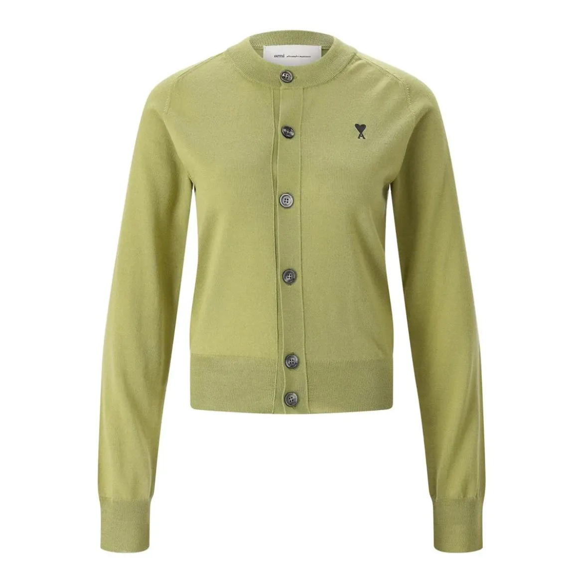 AMI Paris Strickjacke mit Logo grün Strickjacke