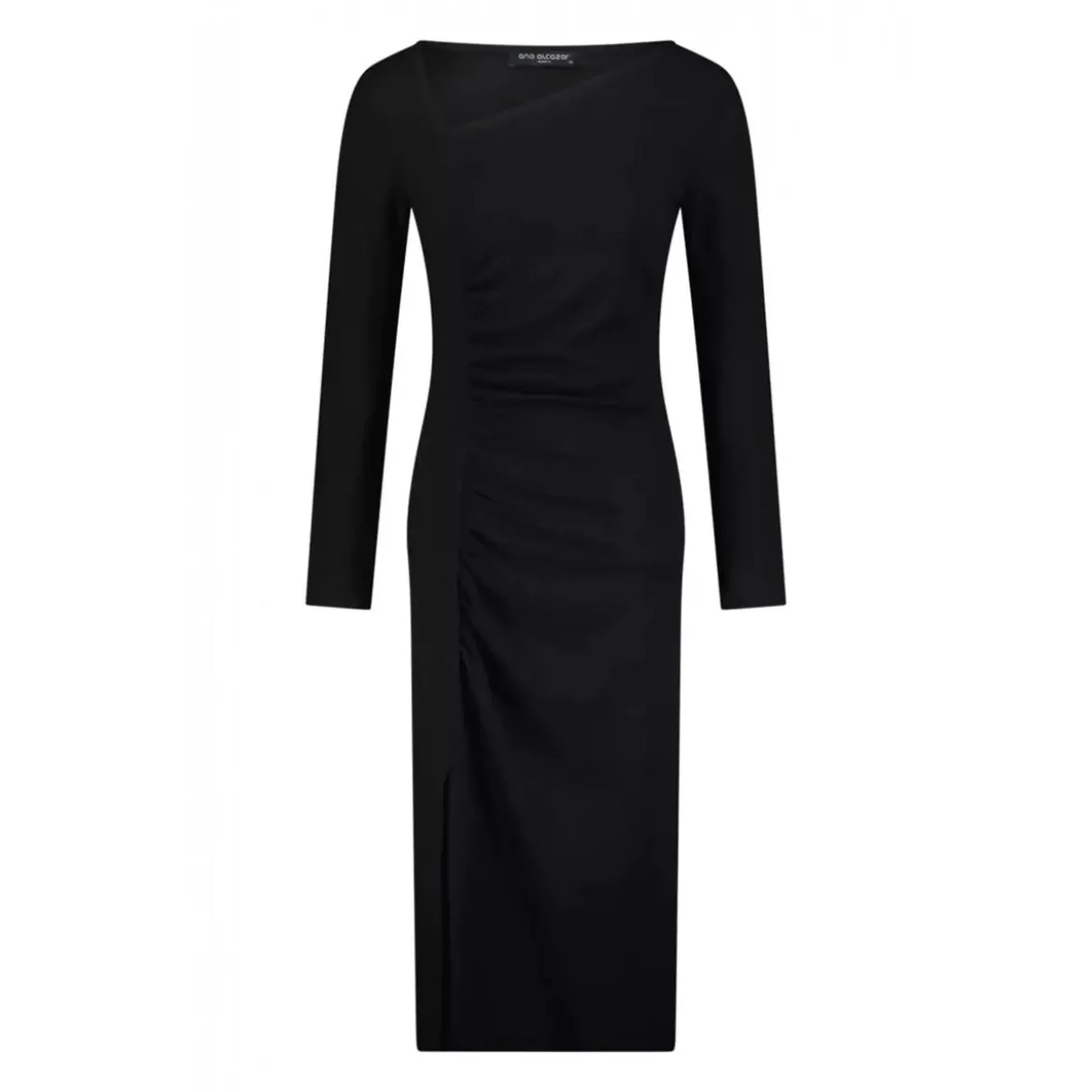 Ana Alcazar Figurbetontes Kleid mit Raffung schwarz Midikleid