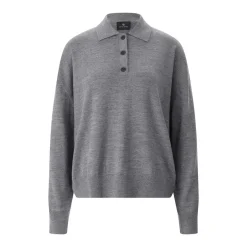 Anine Bing Pullover Lee aus Merinowolle & Kaschmir grau Poloshirt