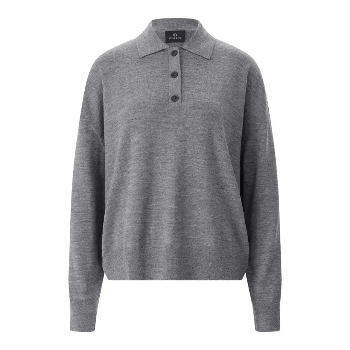 Anine Bing Pullover Lee aus Merinowolle & Kaschmir grau Poloshirt
