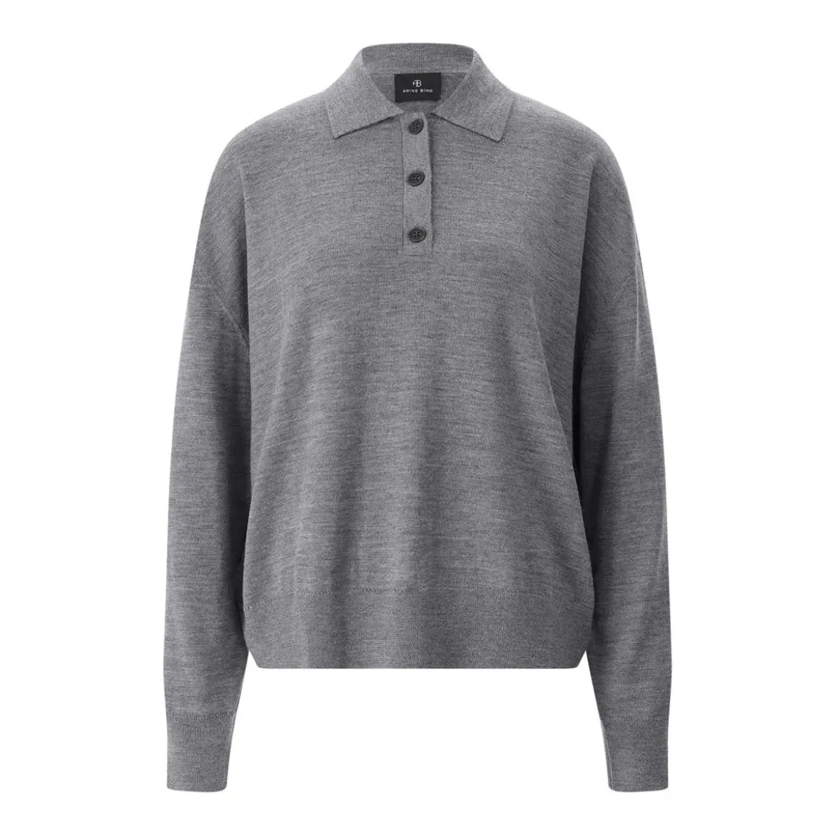 Anine Bing Pullover Lee aus Merinowolle & Kaschmir grau Poloshirt
