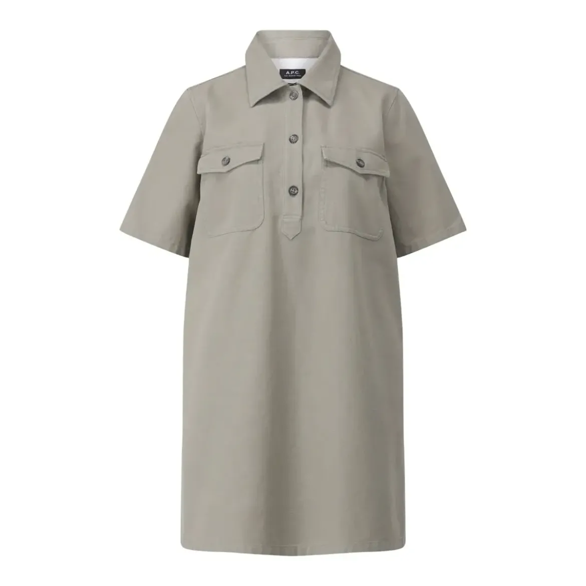 A.P.C. Midi-Kleid im Hemdstyle Graugrün Hemdblusenkleid