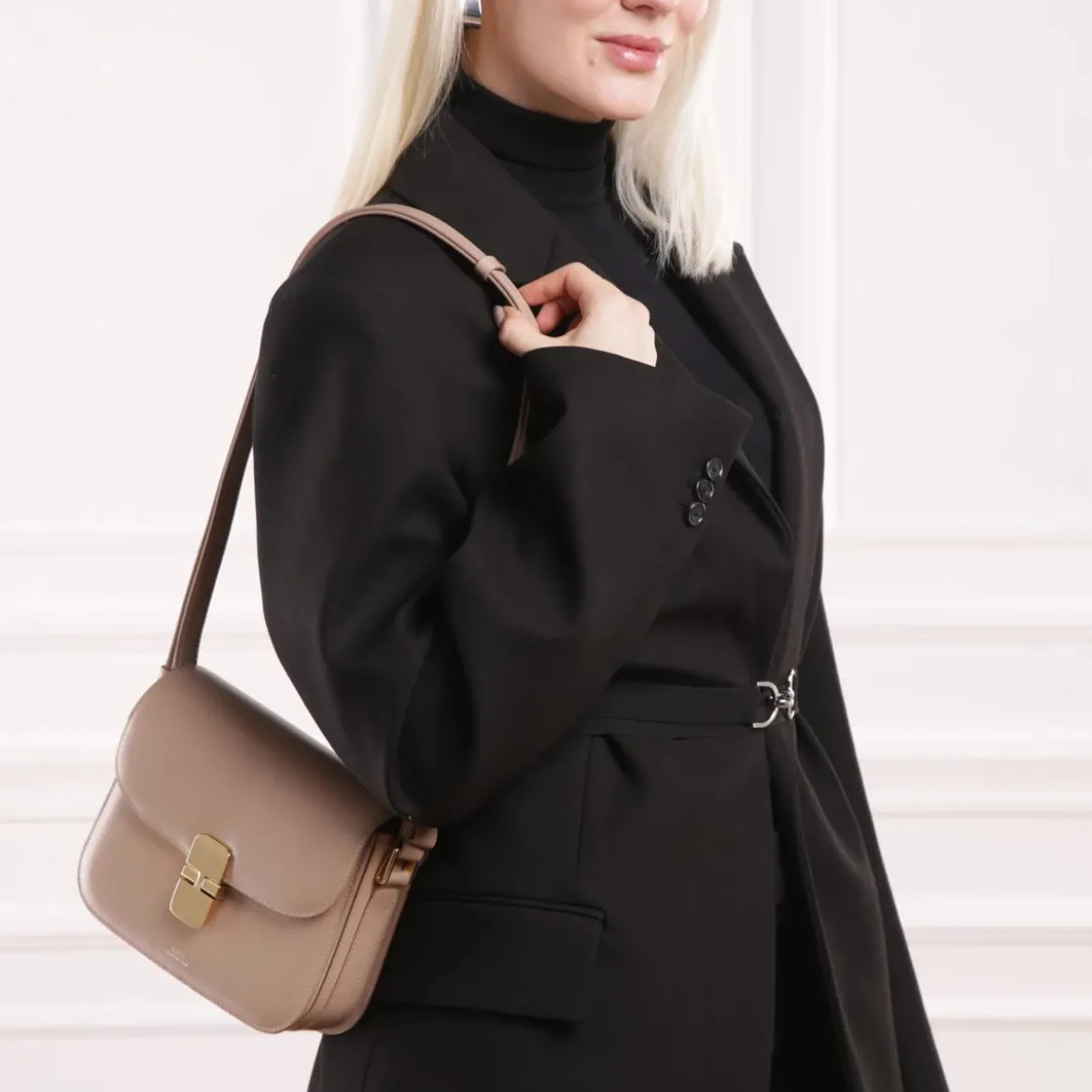 A.P.C. Sac Grace Small Beige Pink Crossbody Bag