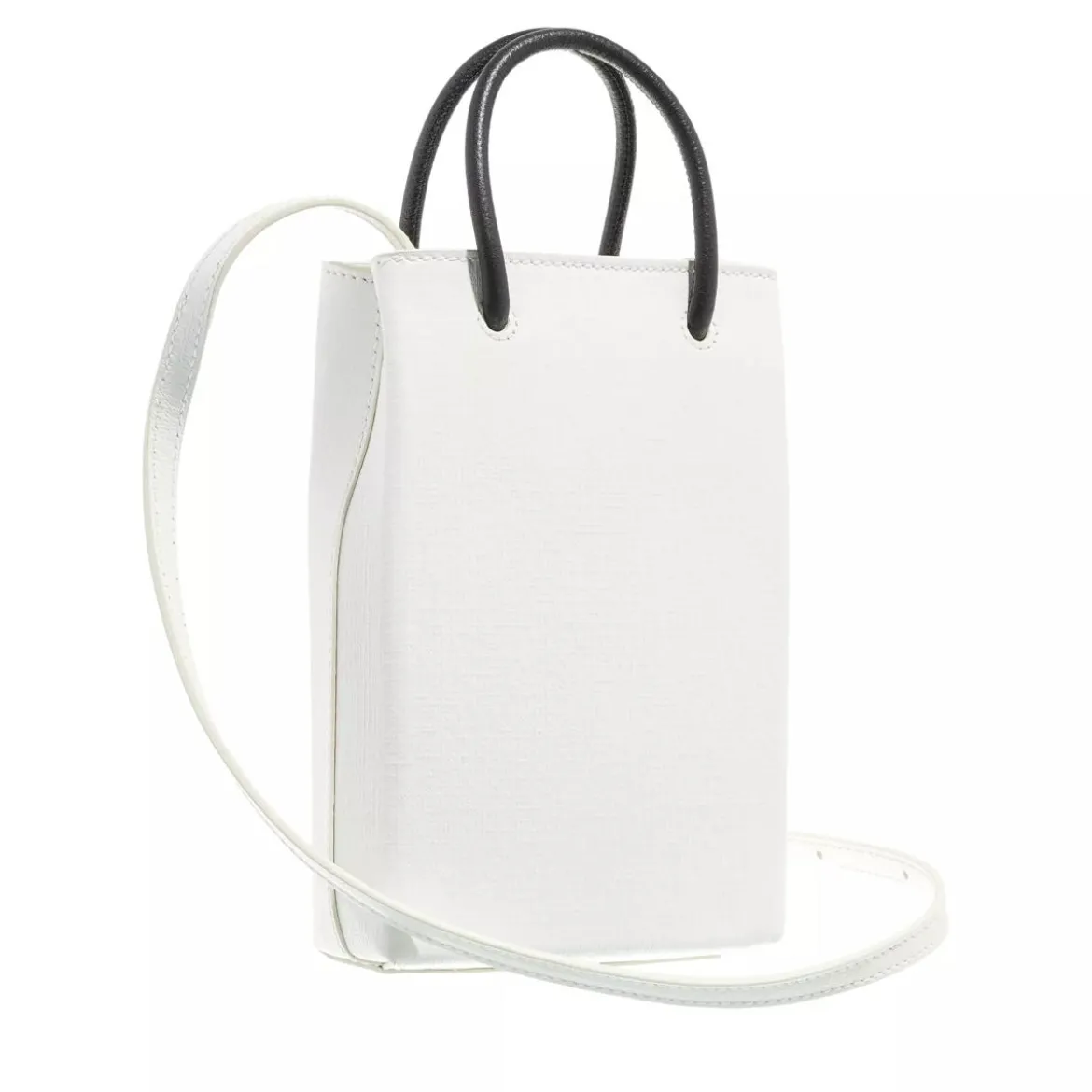 Balenciaga Black Front Logo Top Handle Bag White Minitasche