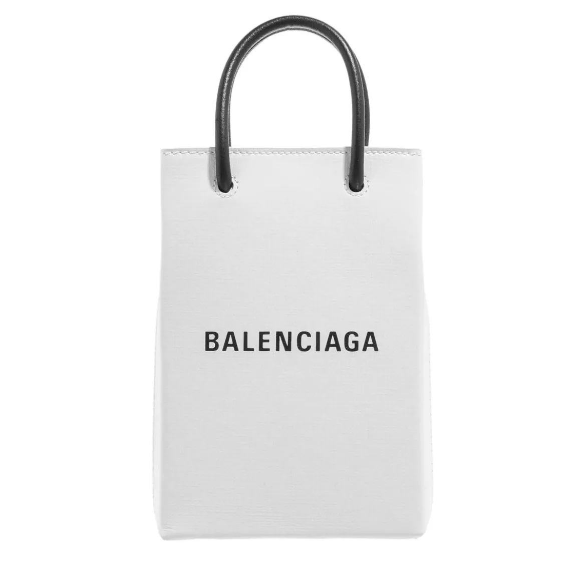 Balenciaga Black Front Logo Top Handle Bag White Minitasche