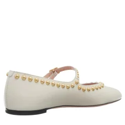 Bally Belkys-Round Stu Bone Ballerinas