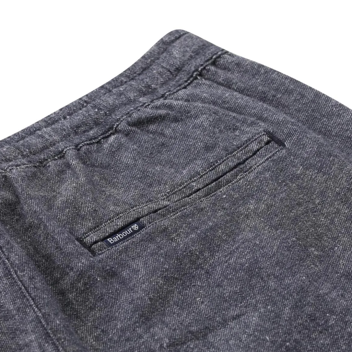 Barbour Shorts Stillwater aus Leinen dunkelblau Stoffshorts
