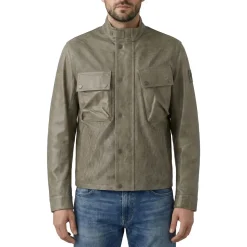 Belstaff Jacke aus Leder grau Lederjacke