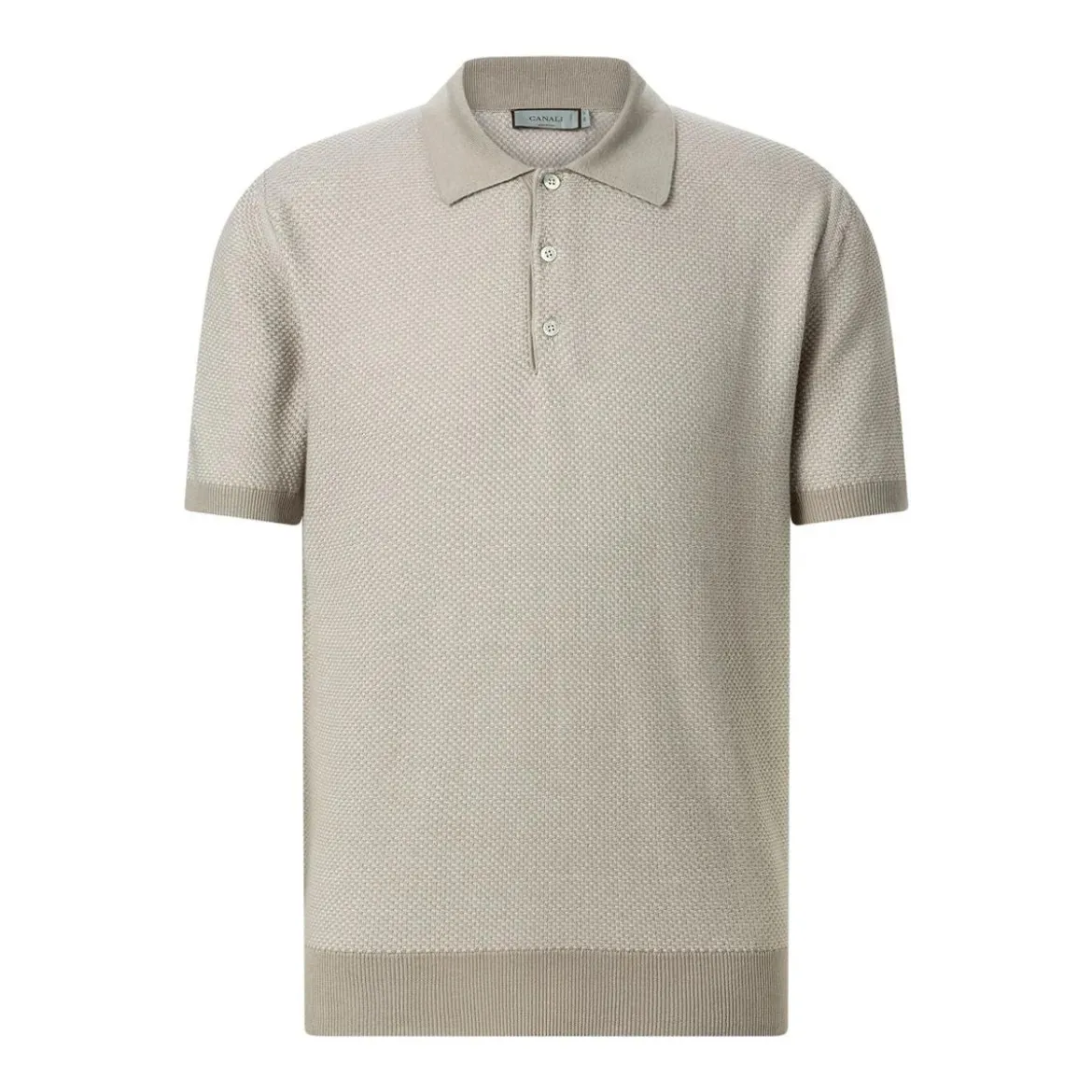 Canali Poloshirt aus Baumwollstrick beige Poloshirt
