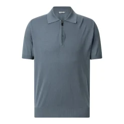 Canali Poloshirt mit Reißverschluss blau Poloshirt