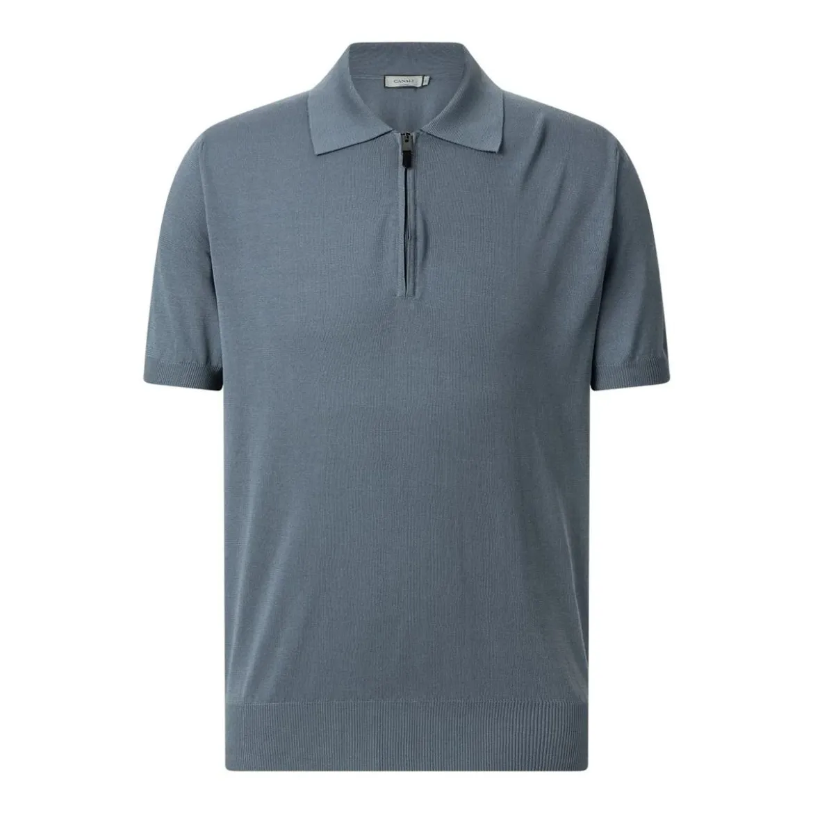 Canali Poloshirt mit Reißverschluss blau Poloshirt