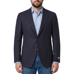 Canali Sakko mit Kaschmir & Seide blau Anzugjacke