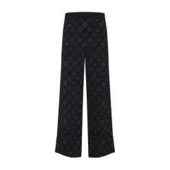 Casablanca Black Jacquard Trousers With Grey Logo Pattern Schwarz Hose