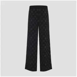 Casablanca Black Jacquard Trousers With Grey Logo Pattern Schwarz Hose