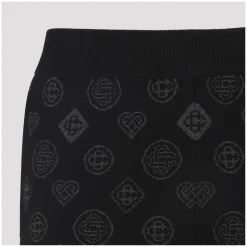 Casablanca Black Jacquard Trousers With Grey Logo Pattern Schwarz Hose