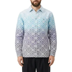 Casablanca Gradient Geometric Pattern Casual Jacket With Butt Grey Hemdjacke
