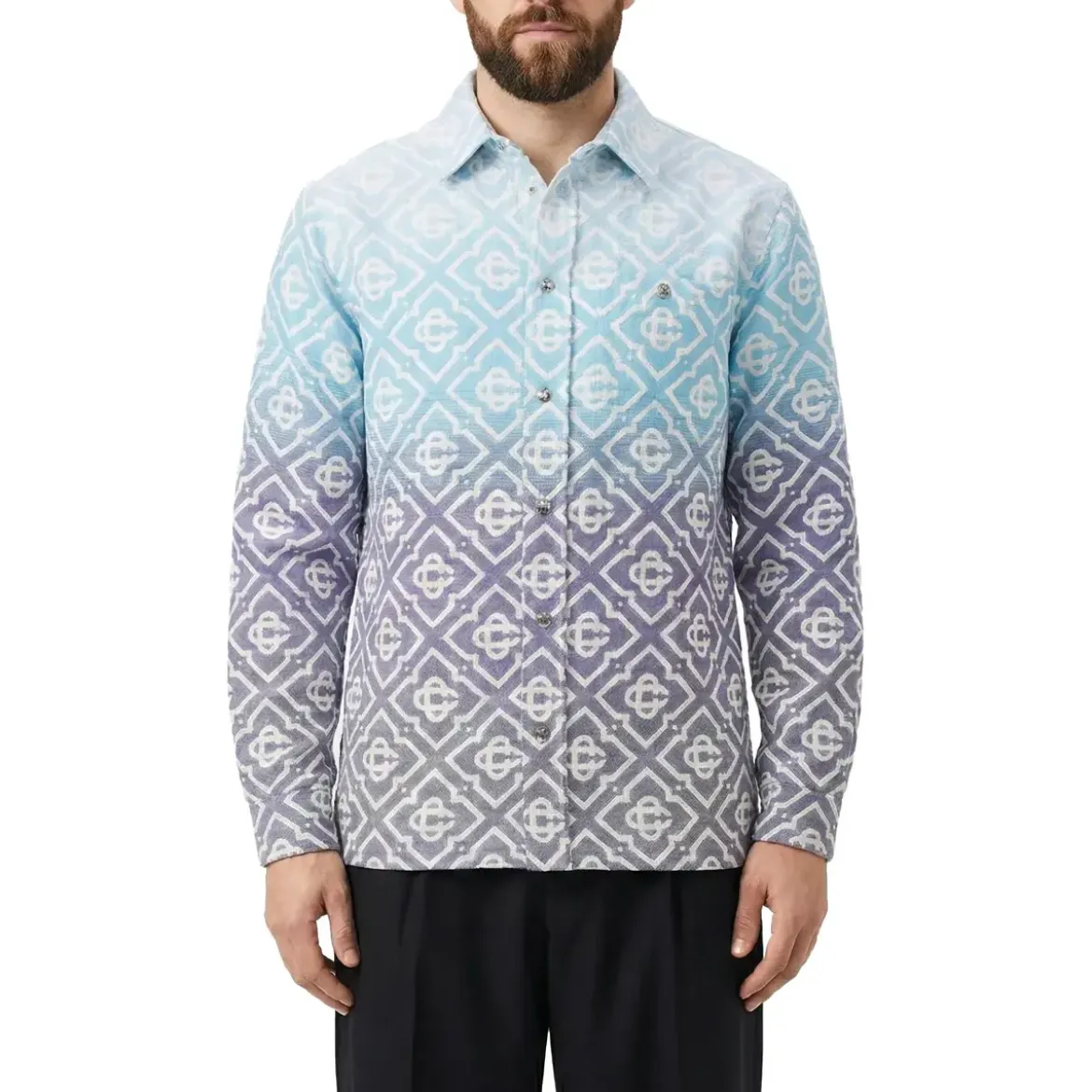 Casablanca Gradient Geometric Pattern Casual Jacket With Butt Grey Hemdjacke