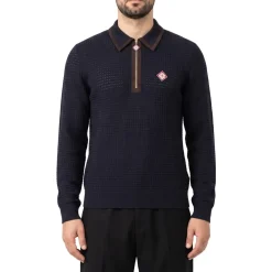 Casablanca Poloshirt aus Wolle blau Poloshirt
