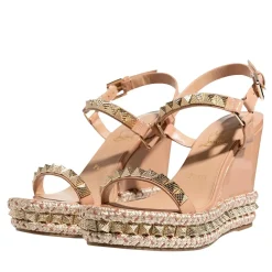 Christian Louboutin Pyraclou Espadrilles Cork Blush Sandaletten mit Absatz