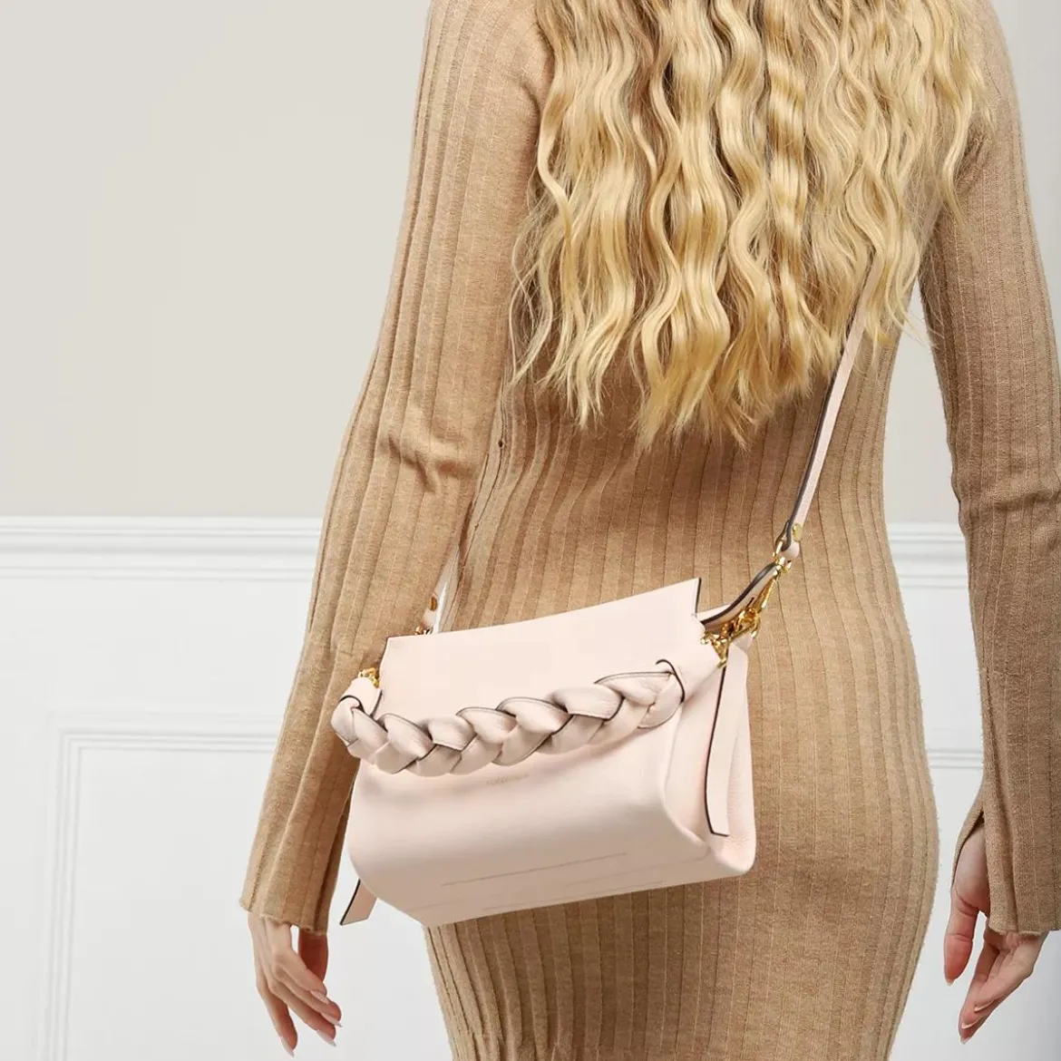 Coccinelle Boheme Grana Double Creamy Pin/Cola Hobo Bag