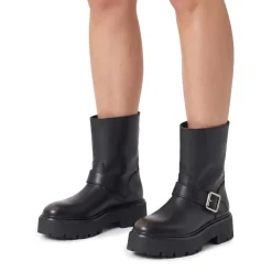 Copenhagen Plateaustiefelette CPH900 aus Leder schwarz Schnürschuhe