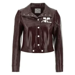 Courrèges Blouson Reedition Vinyl Dunkelrot Übergangsjacke