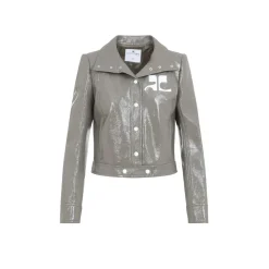 Courrèges Cropped Jacket With Pointed Collar Grey Übergangsjacke