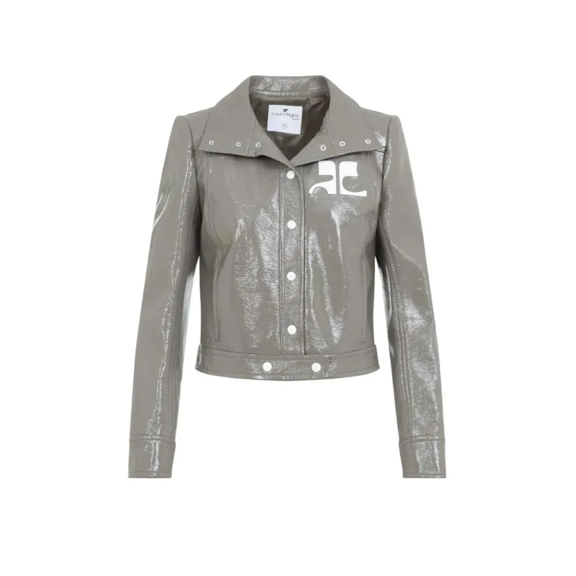 Courrèges Cropped Jacket With Pointed Collar Grey Übergangsjacke