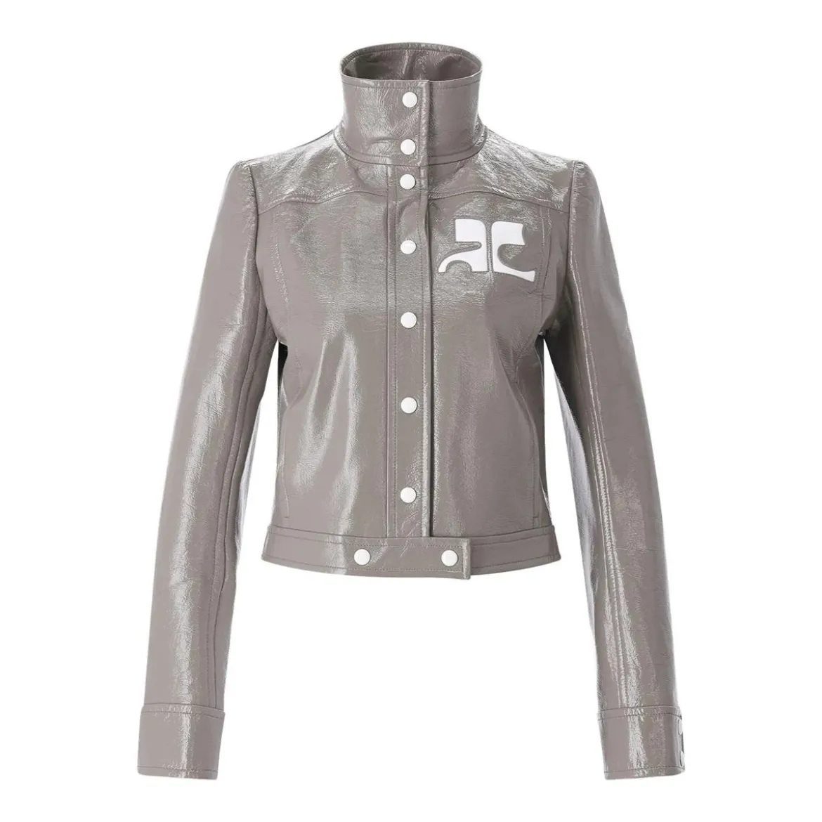 Courrèges Cropped Jacket With Pointed Collar Grey Übergangsjacke