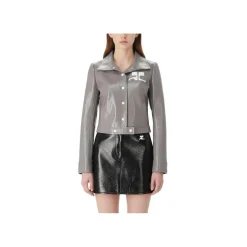 Courrèges Cropped Jacket With Pointed Collar Grey Übergangsjacke