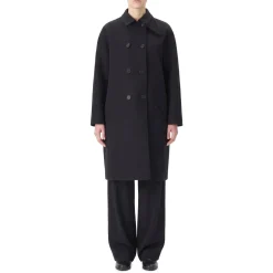 Courrèges Mantel aus Wolle & Seide schwarz Wintermantel