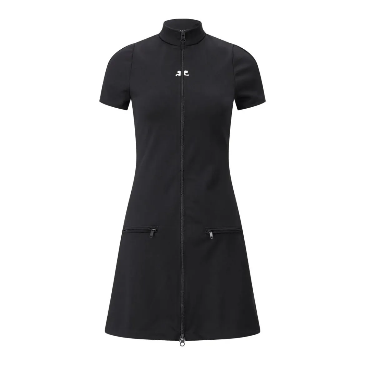 Courrèges Slim-Fit Minikleid aus Jersey Schwarz Minikleid