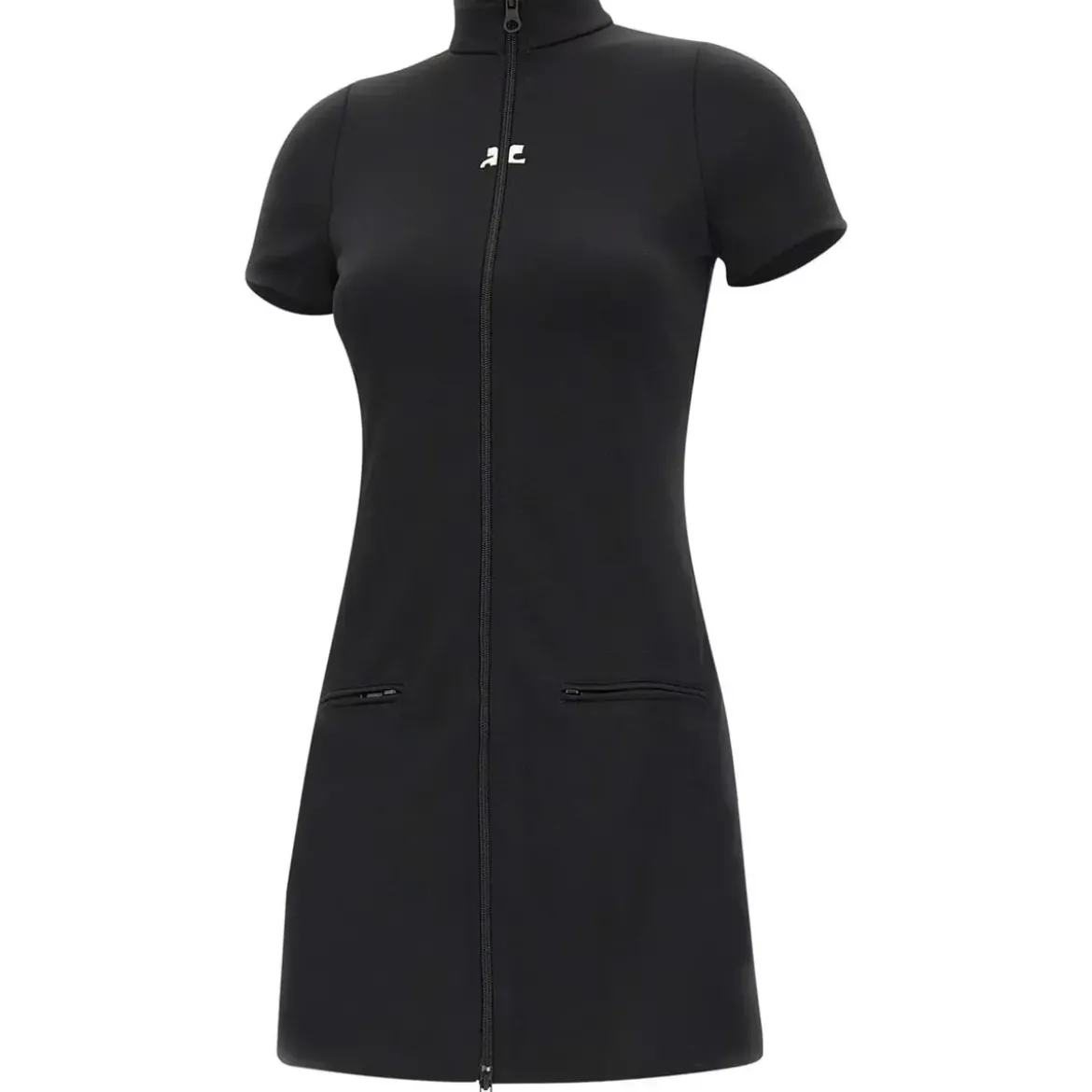 Courrèges Slim-Fit Minikleid aus Jersey Schwarz Minikleid