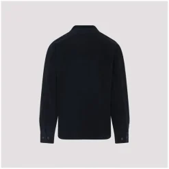 CP Company Textured Corduroy Overshirt With Pointed Collar Black Hemd