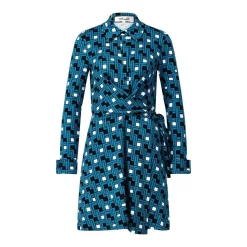 Diane von Furstenberg Blusenkleid Didi mit Muster blau Minikleid