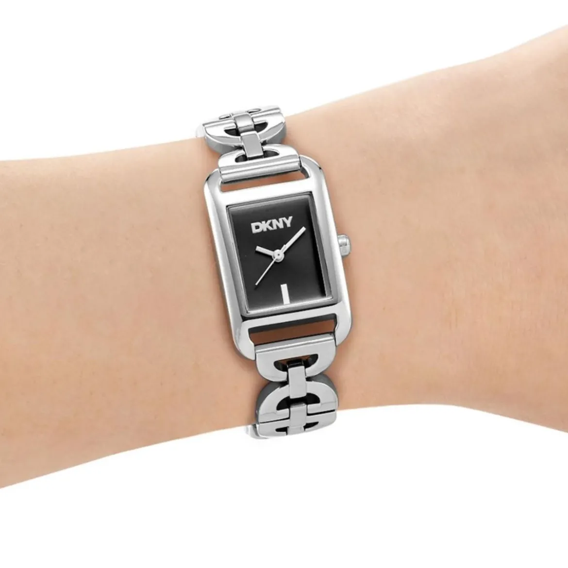 DKNY Quarzuhr Open Link Square Watch silber Quarzuhr