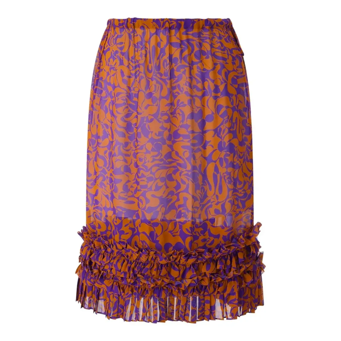 Dries Van Noten Midirock Scotts mit Muster orange Midirock